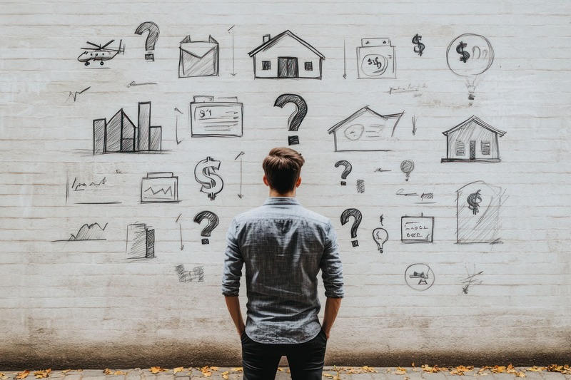 man-looking-wall-with-drawings